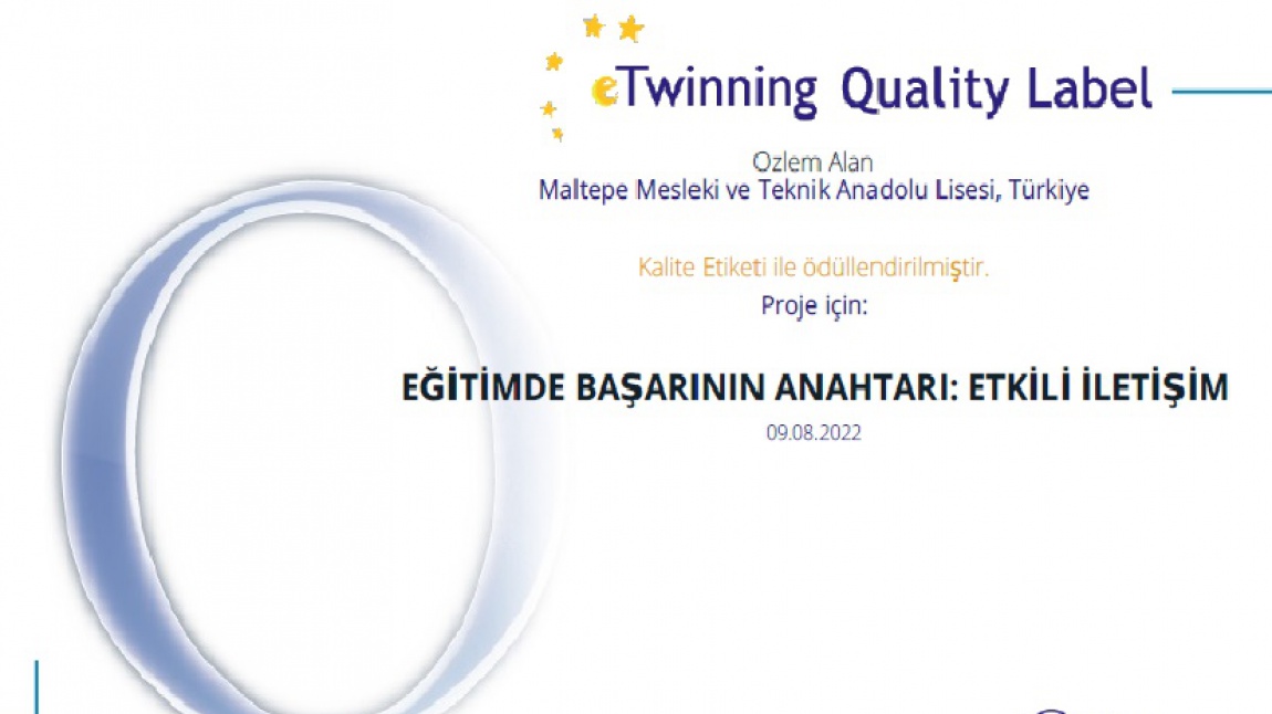 Ulusal Kalite Etiketi Ödülü- E-Twinnig 